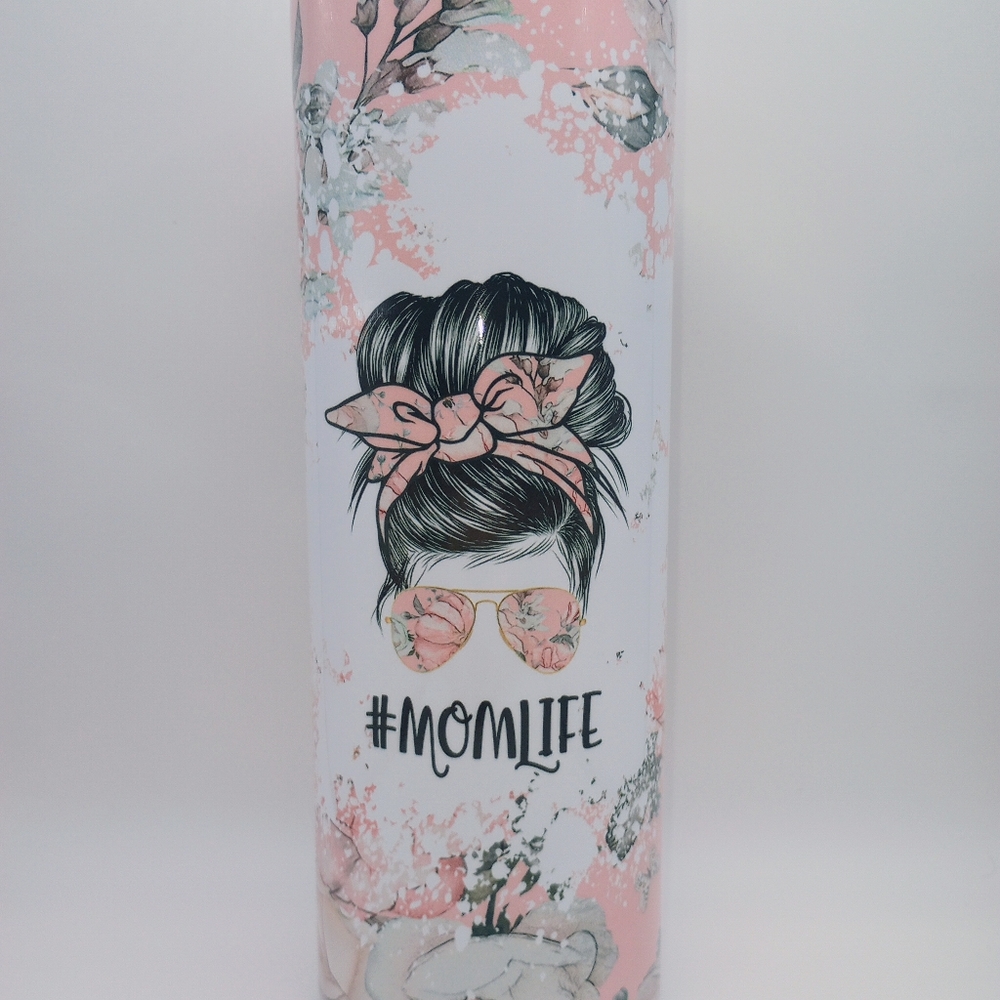 Floral #MomLife Tumbler
